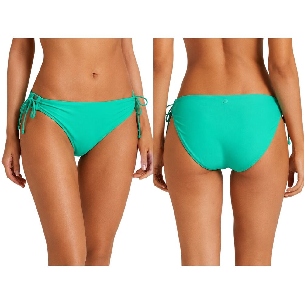Calia Ruched Side Tie Bikini Bottom, Green Glow, Size XL, NWT